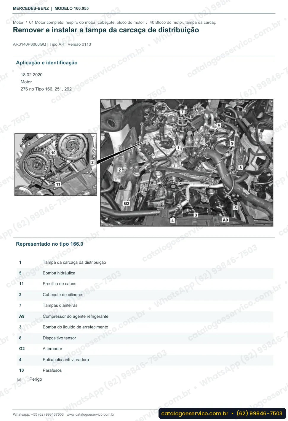 Página de procedimento do manual de oficina Mercedes-Benz ML 300 4MATIC (W166)