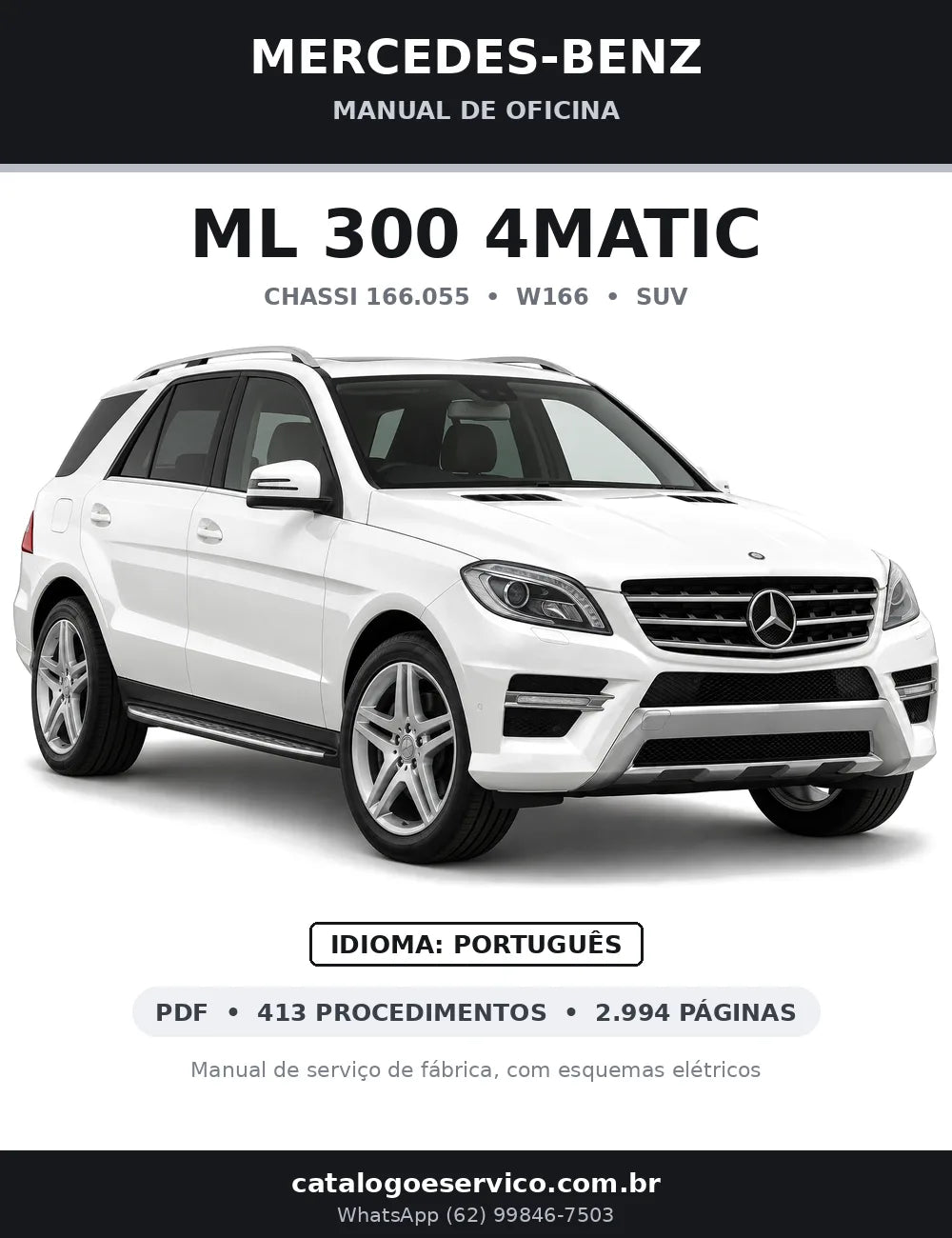 Capa do manual de oficina Mercedes-Benz ML 300 4MATIC (W166)