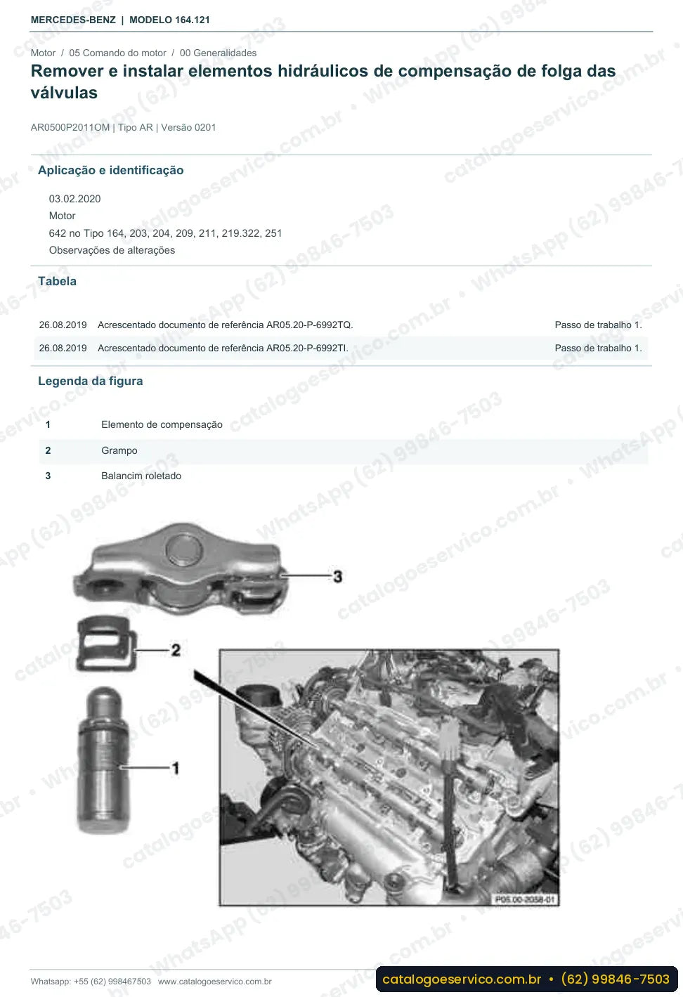 Página de procedimento do manual de oficina Mercedes-Benz ML 300 (W164)