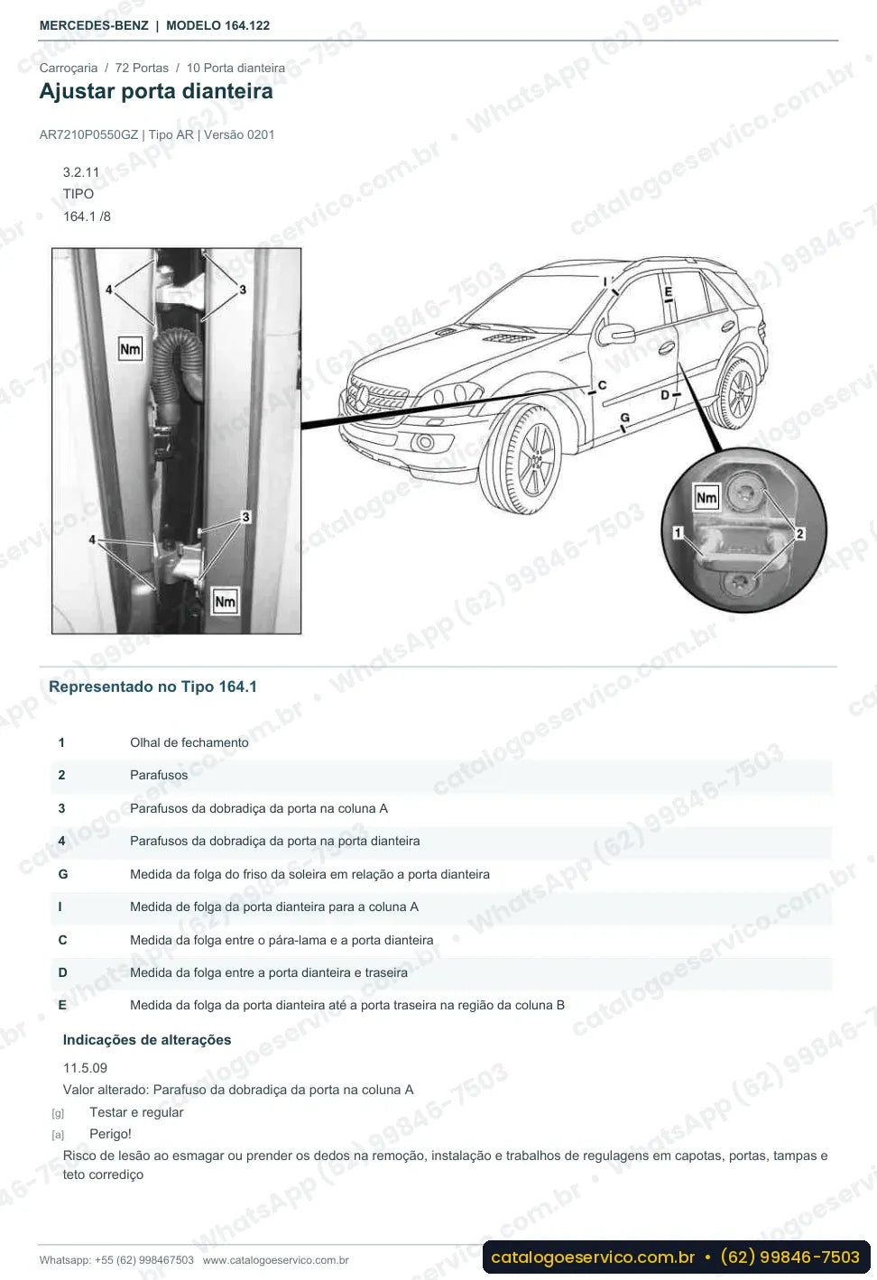 Página de procedimento do manual de oficina Mercedes-Benz ML 320 / ML 350 CDI 4MATIC (W164)