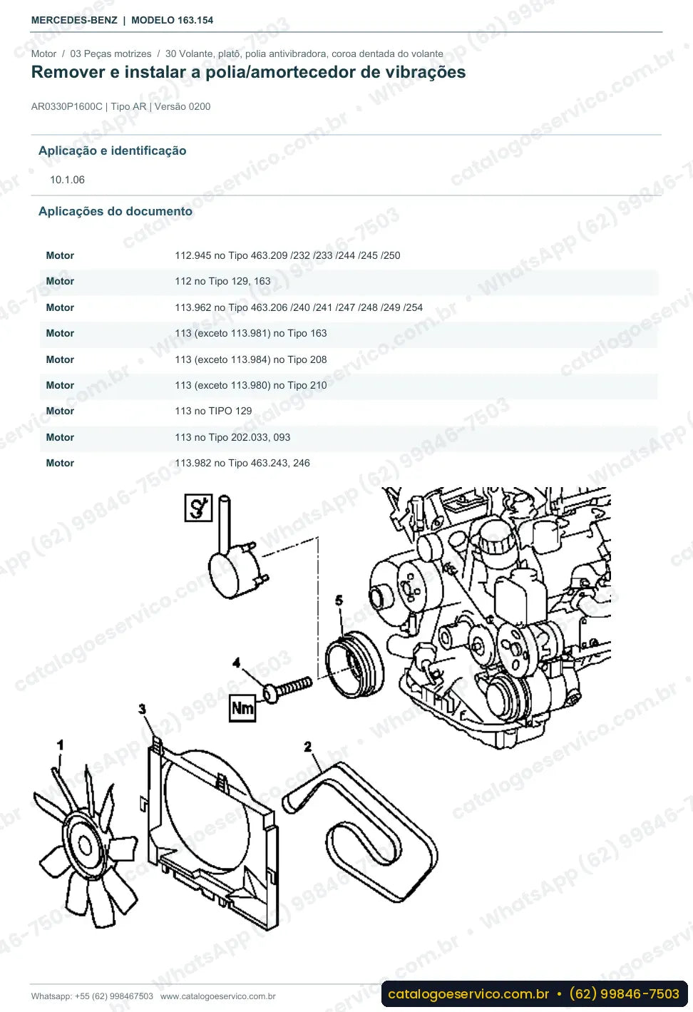 Página de procedimento do manual de oficina Mercedes-Benz ML 320 (W163)
