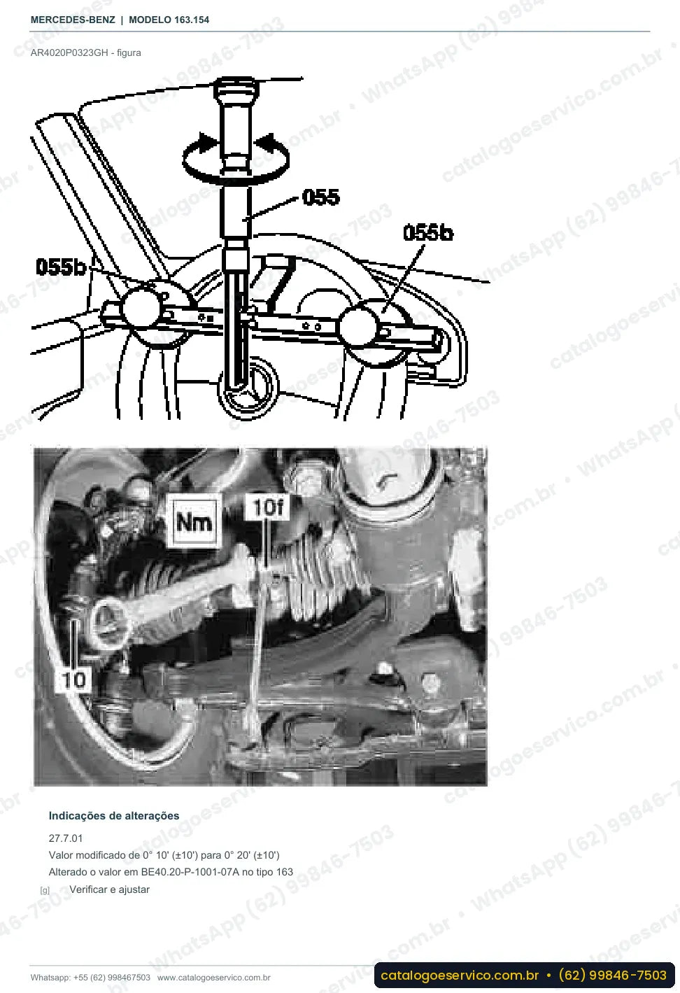 Página de procedimento do manual de oficina Mercedes-Benz ML 320 (W163)