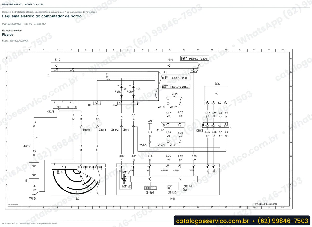 Página de esquema elétrico do manual Mercedes-Benz ML 320 (W163)
