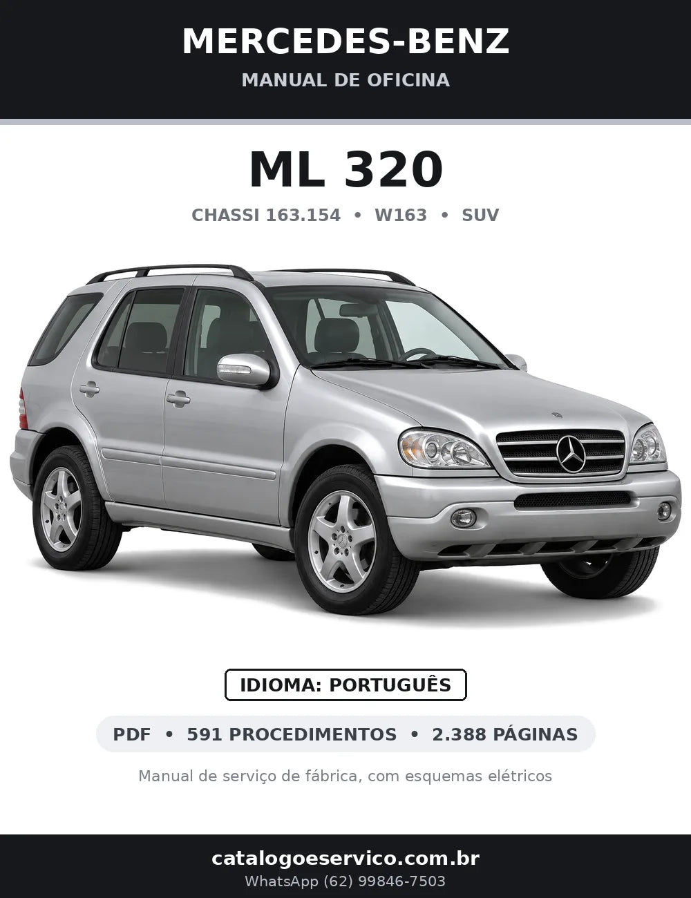 Capa do manual de oficina Mercedes-Benz ML 320 (W163)