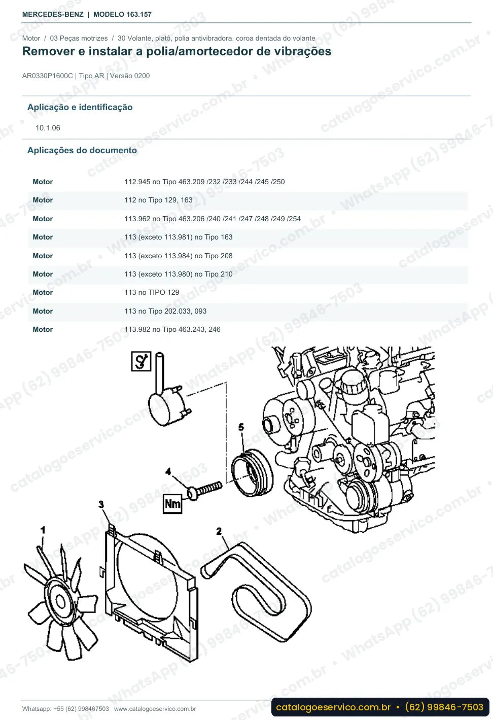 Página de procedimento do manual de oficina Mercedes-Benz ML 350 (W163)