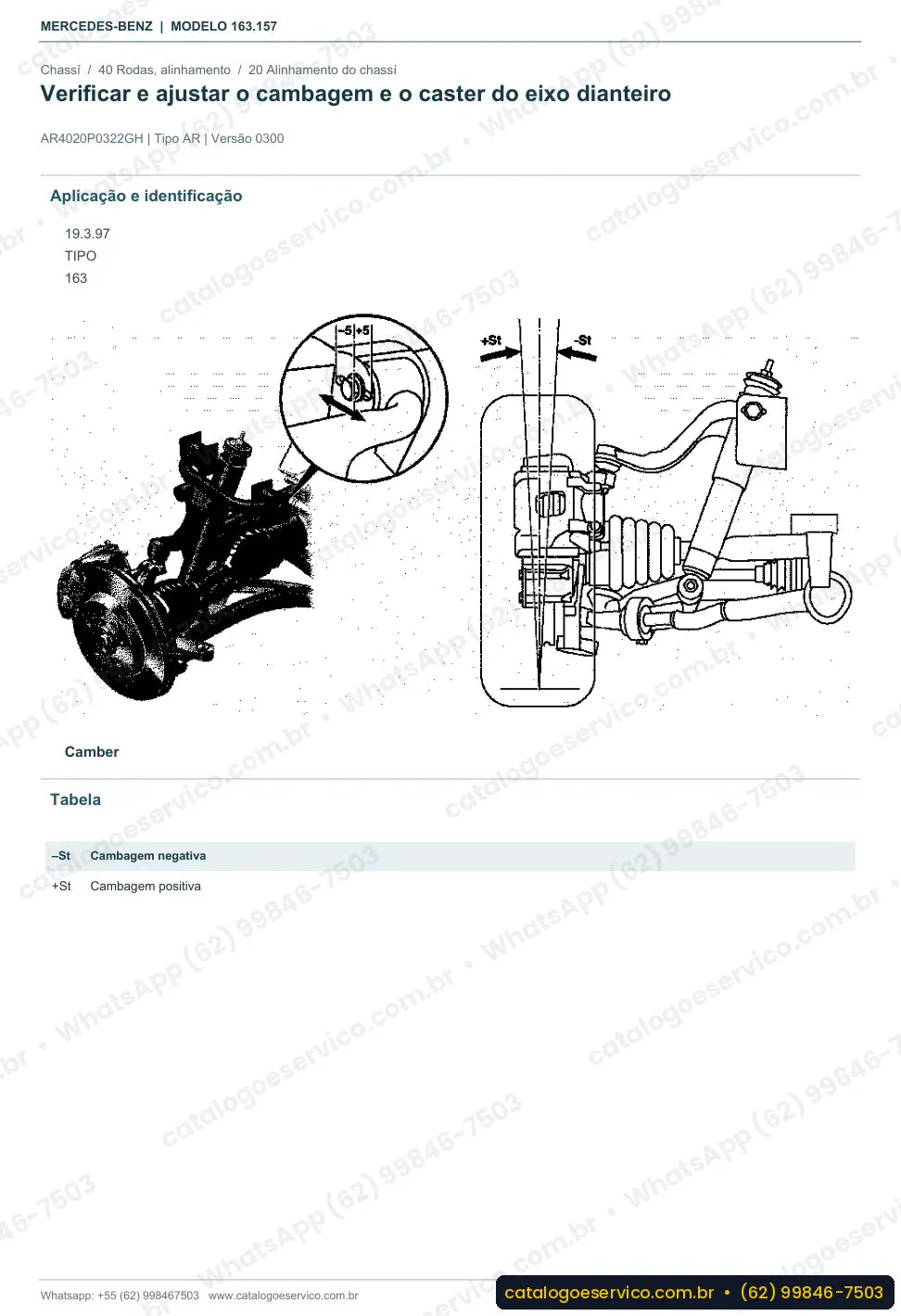 Página de procedimento do manual de oficina Mercedes-Benz ML 350 (W163)