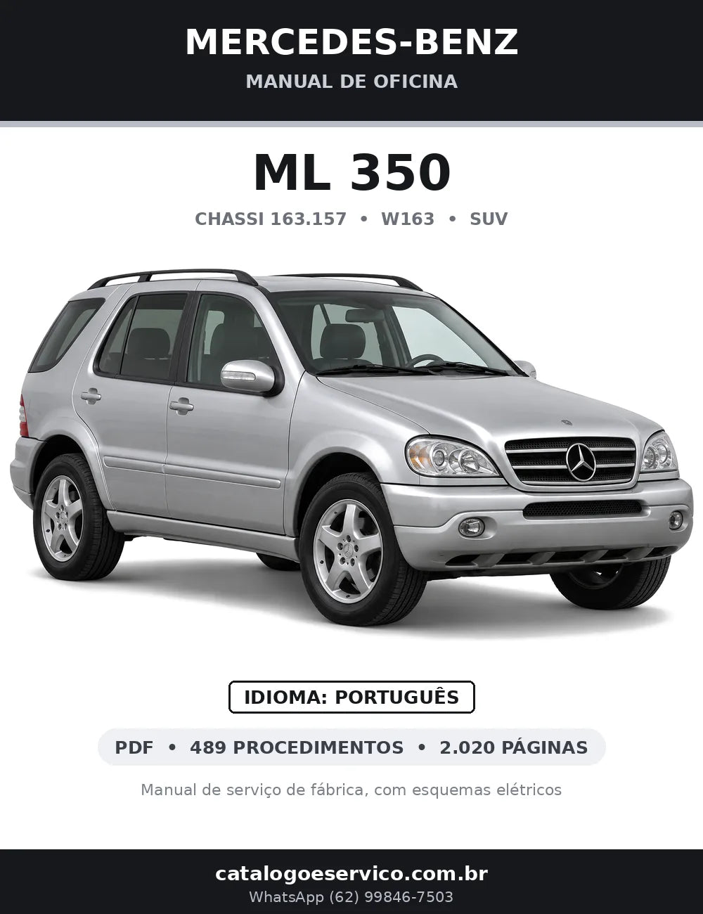 Capa do manual de oficina Mercedes-Benz ML 350 (W163)