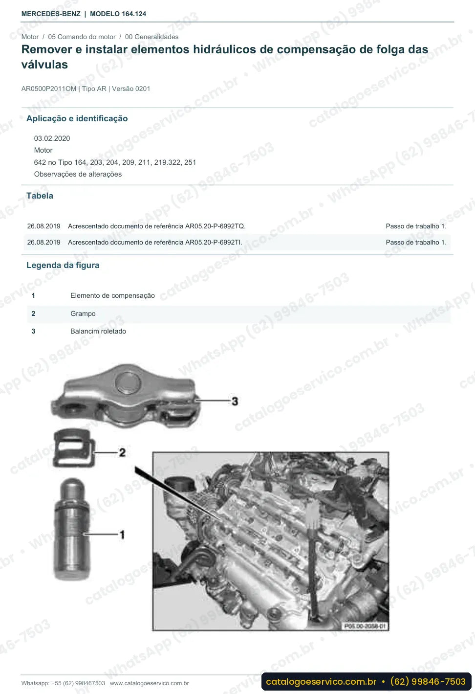 Página de procedimento do manual de oficina Mercedes-Benz ML 350 (W164)
