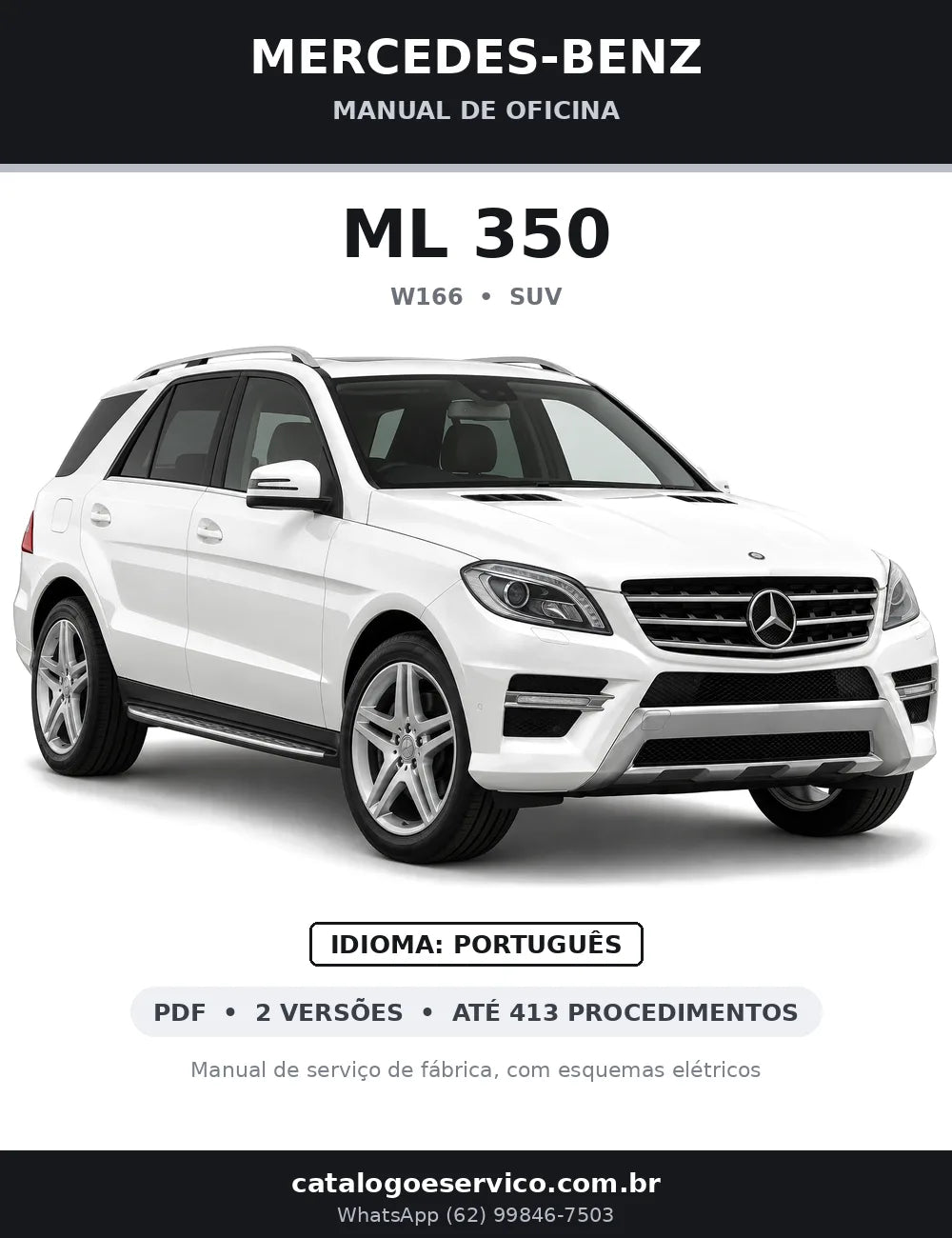 Capa do manual de oficina Mercedes-Benz ML 350 (W166)