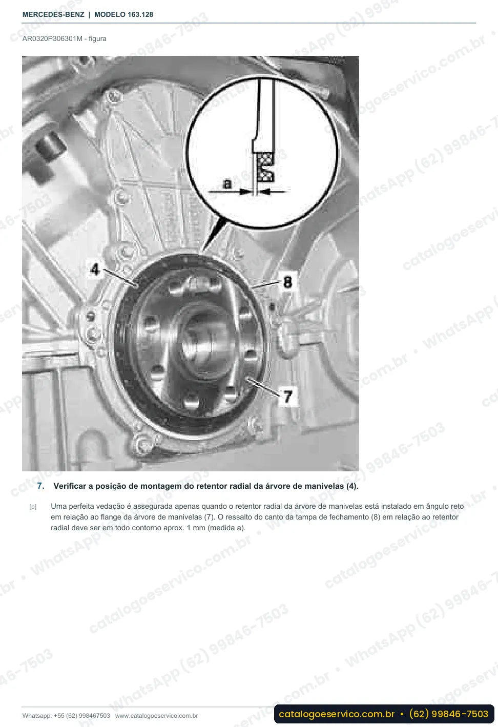Página de procedimento do manual de oficina Mercedes-Benz ML 400 CDI (W163)