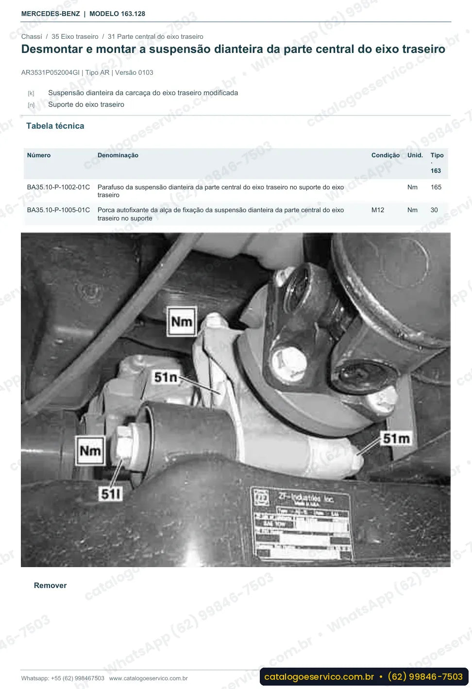 Página de procedimento do manual de oficina Mercedes-Benz ML 400 CDI (W163)