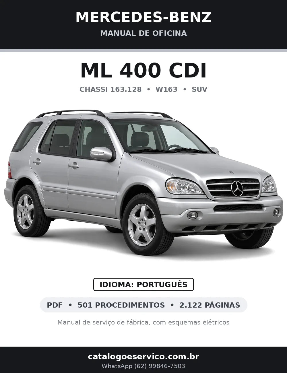 Capa do manual de oficina Mercedes-Benz ML 400 CDI (W163)