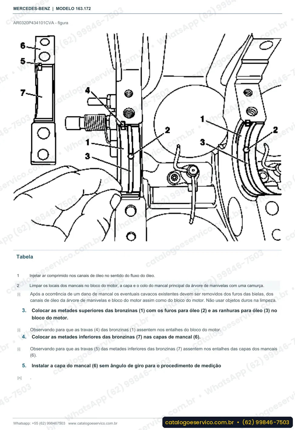Página de procedimento do manual de oficina Mercedes-Benz ML 430 (W163)