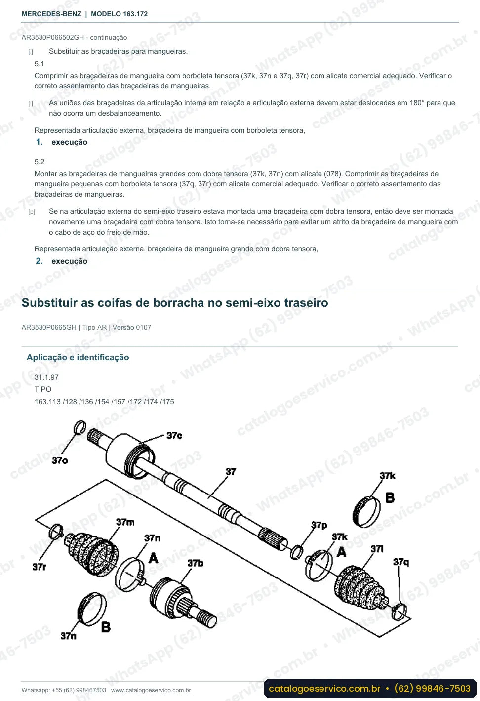 Página de procedimento do manual de oficina Mercedes-Benz ML 430 (W163)