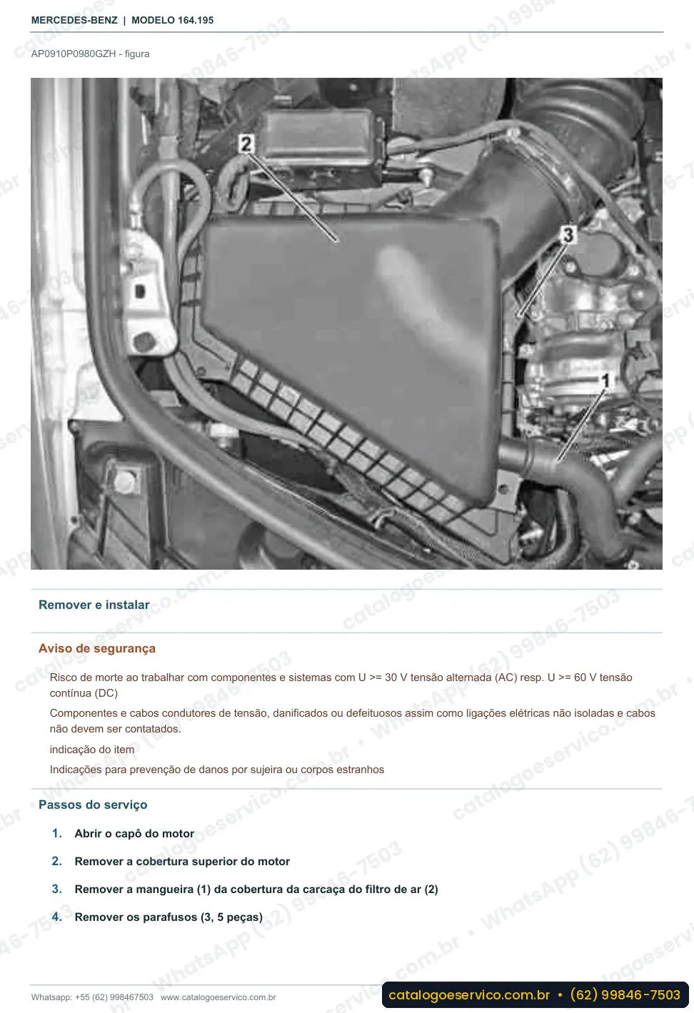 Página de procedimento do manual de oficina Mercedes-Benz ML 450 4MATIC Hybrid (W164)
