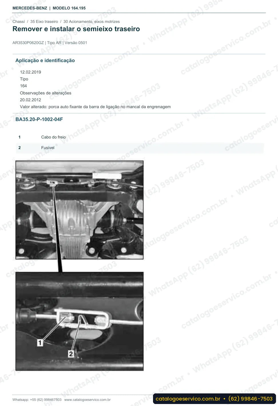 Página de procedimento do manual de oficina Mercedes-Benz ML 450 4MATIC Hybrid (W164)