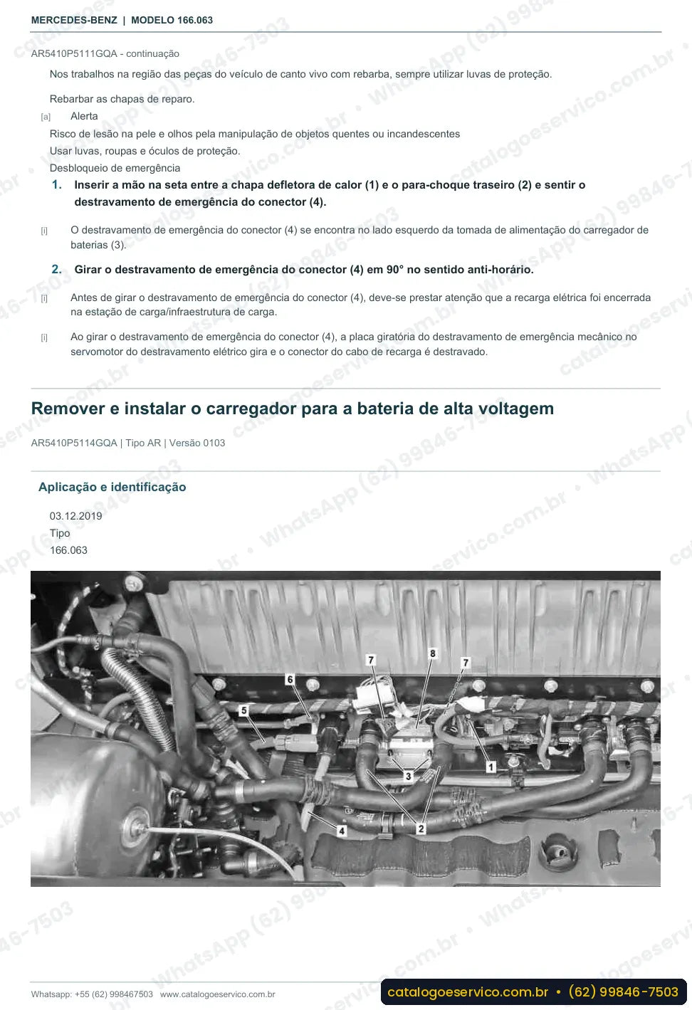 Página de procedimento do manual de oficina Mercedes-Benz ML 500 / GLE 500 e 4MATIC (W166)