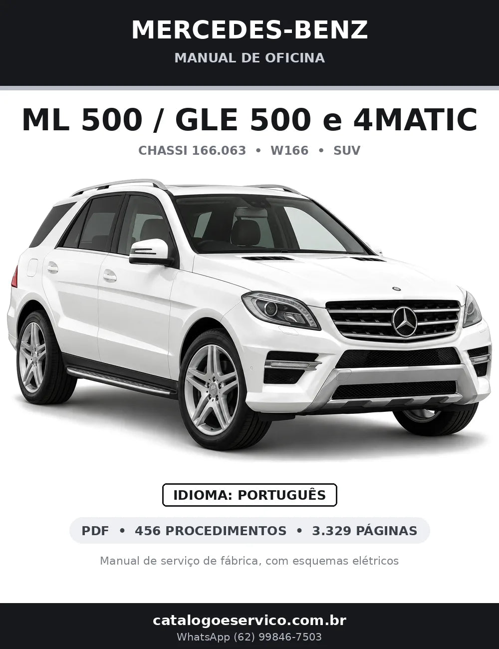 Capa do manual de oficina Mercedes-Benz ML 500 / GLE 500 e 4MATIC (W166)