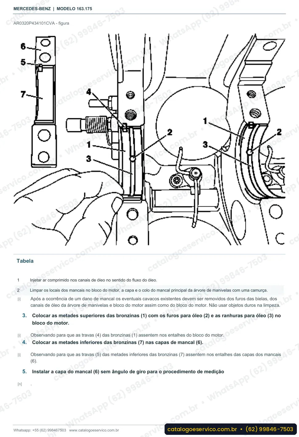 Página de procedimento do manual de oficina Mercedes-Benz ML 500 (W163)
