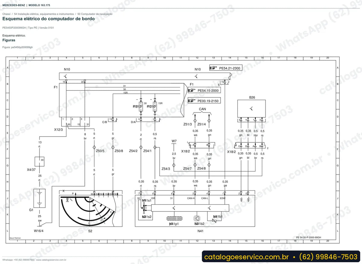 Página de esquema elétrico do manual Mercedes-Benz ML 500 (W163)