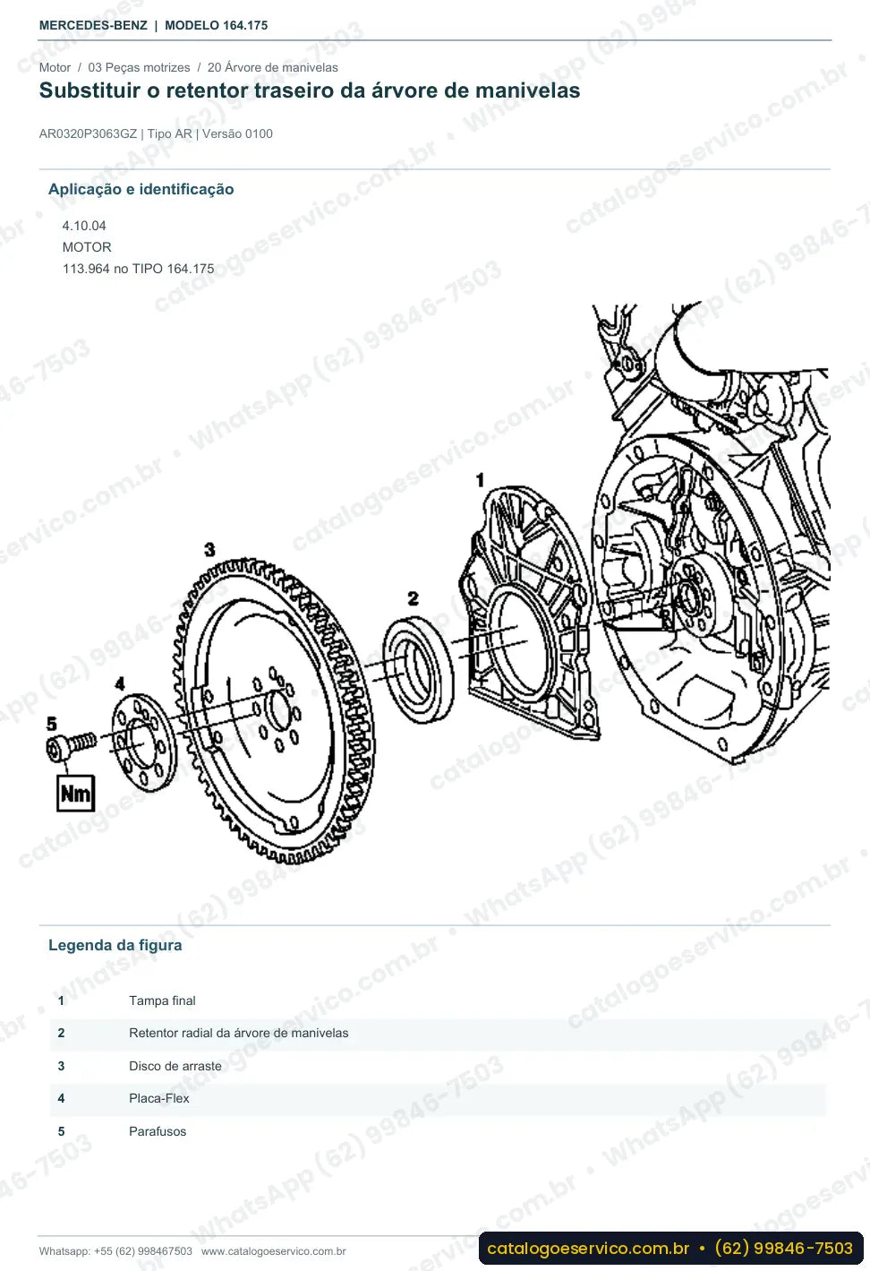 Página de procedimento do manual de oficina Mercedes-Benz ML 500 (W164)