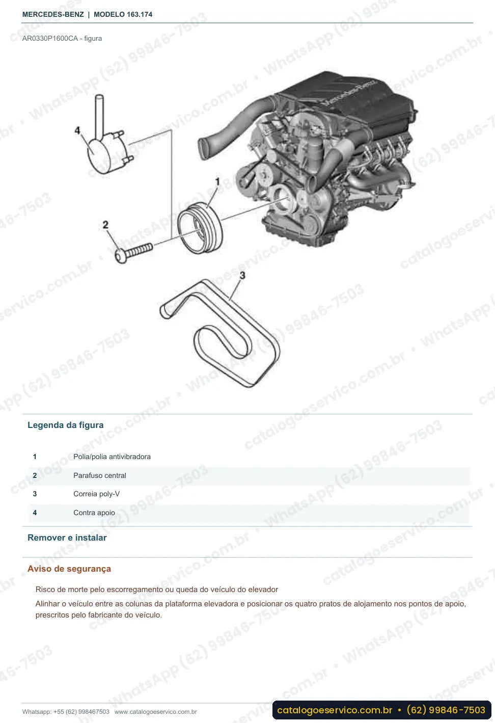 Página de procedimento do manual de oficina Mercedes-Benz ML 55 AMG (W163)