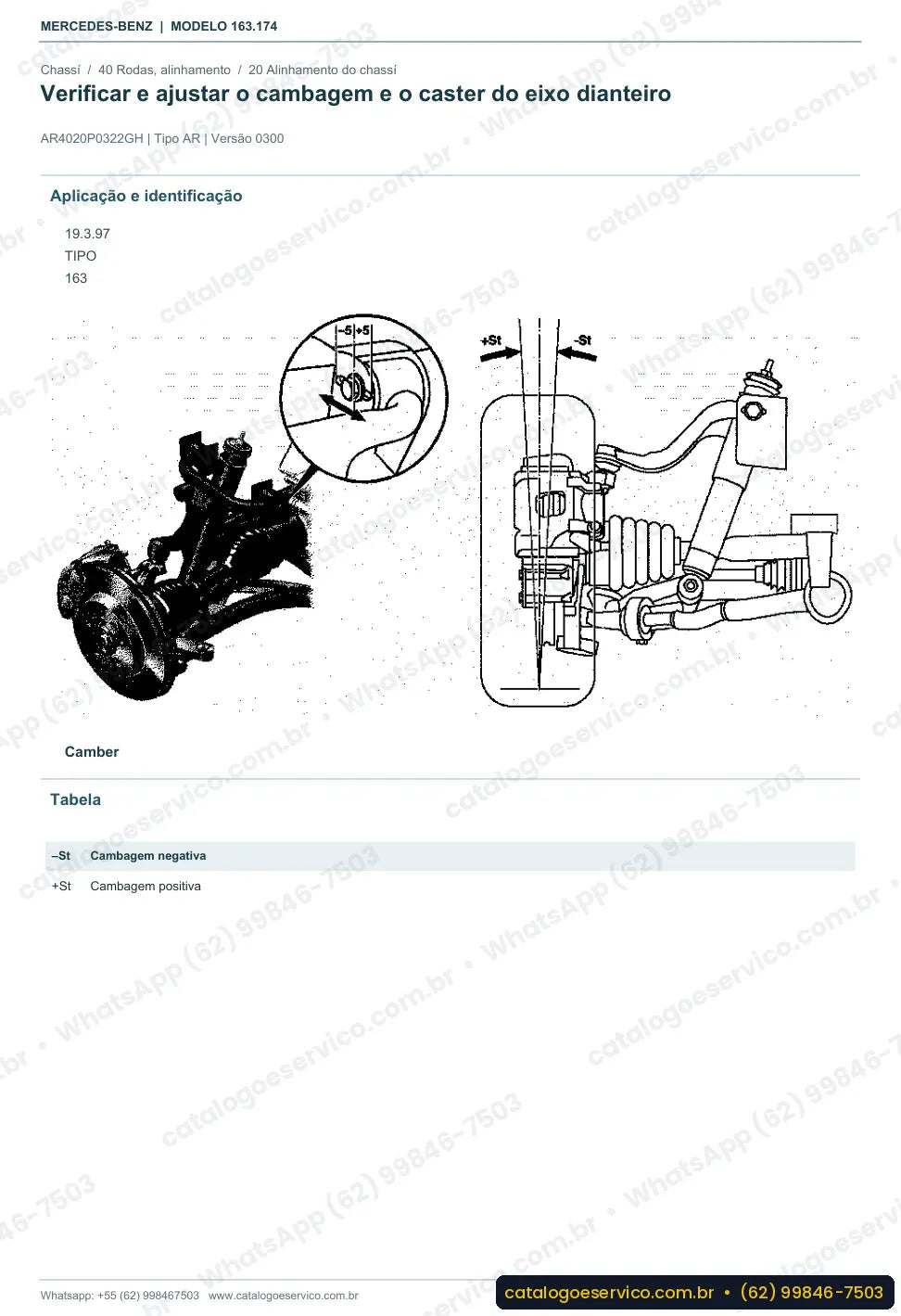 Página de procedimento do manual de oficina Mercedes-Benz ML 55 AMG (W163)