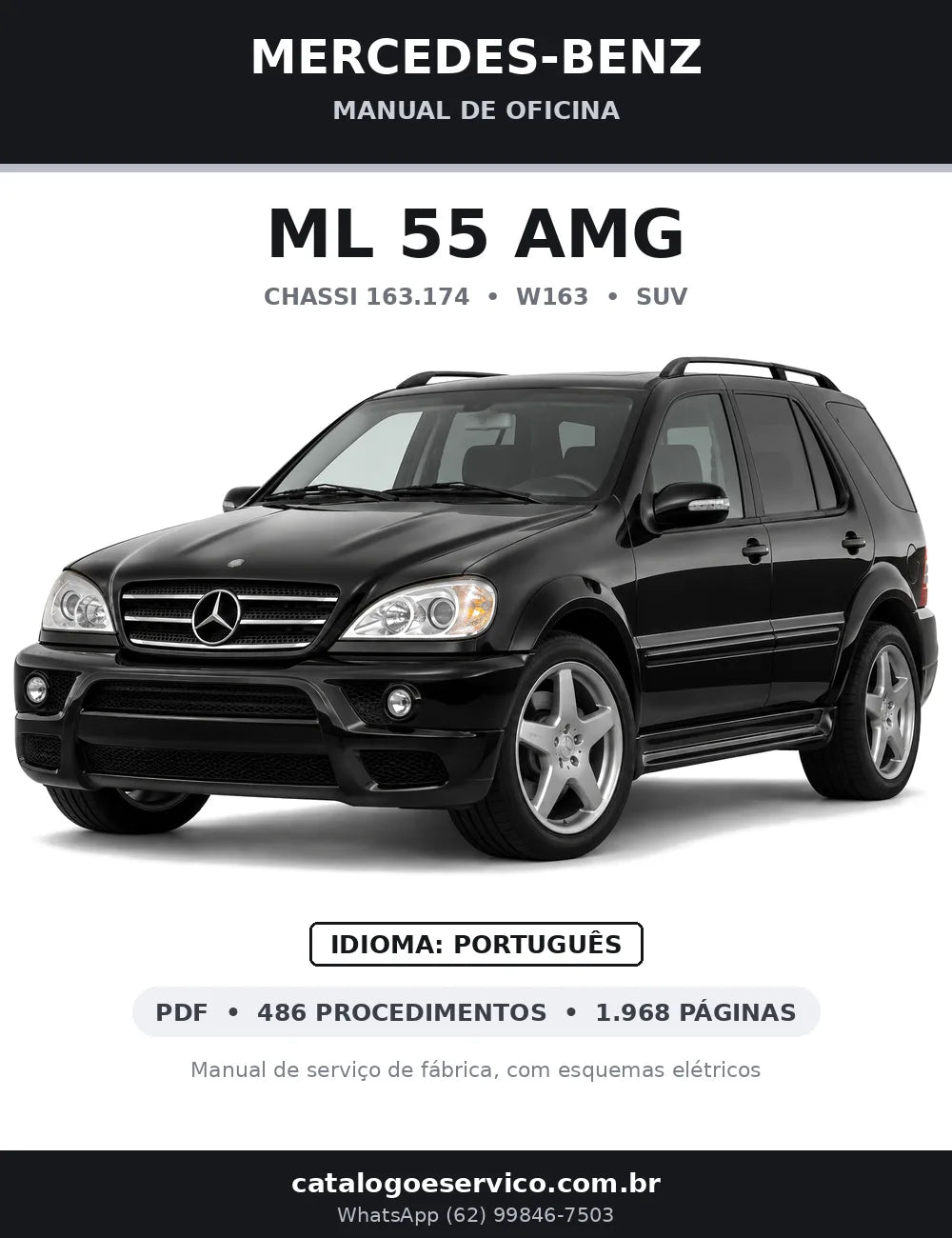 Capa do manual de oficina Mercedes-Benz ML 55 AMG (W163)