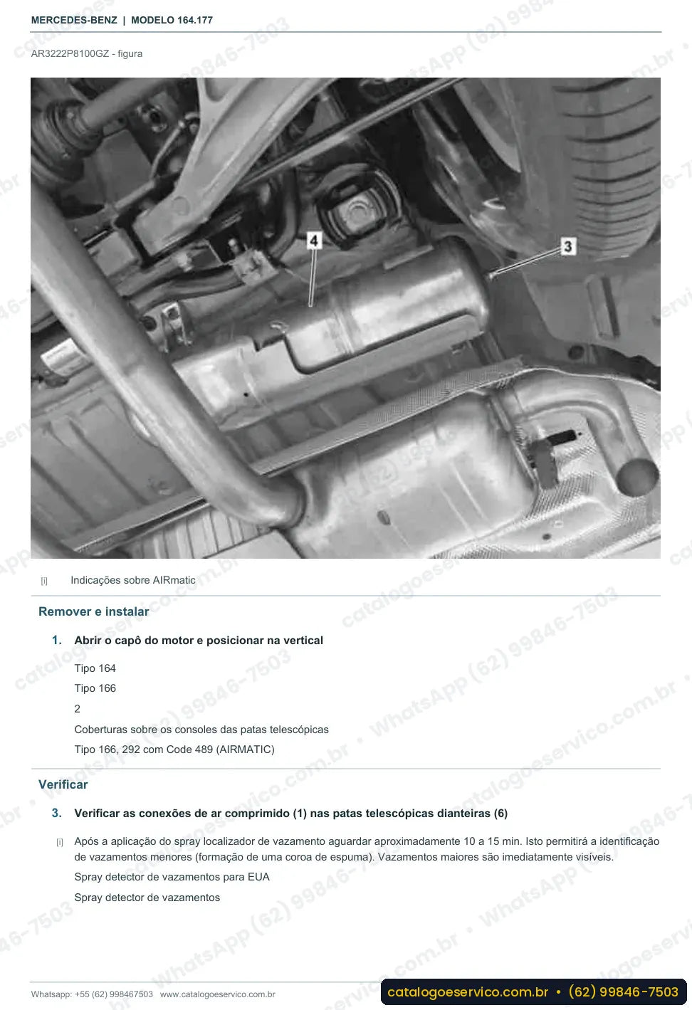 Página de procedimento do manual de oficina Mercedes-Benz ML 63 AMG (W164)