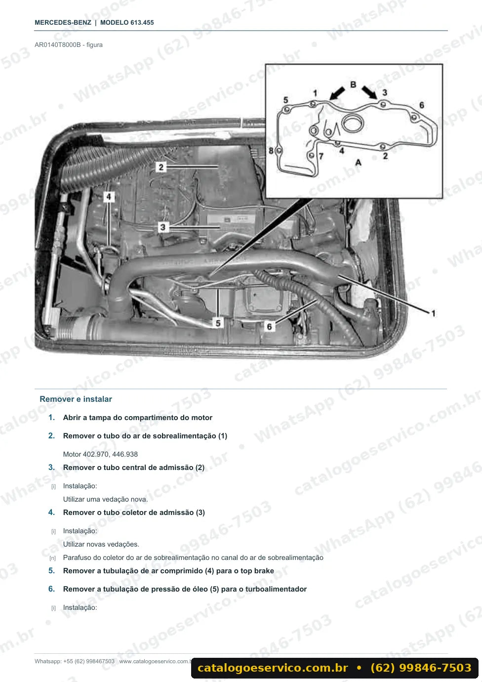 Página de procedimento do manual de oficina Mercedes-Benz O 350 RHD
