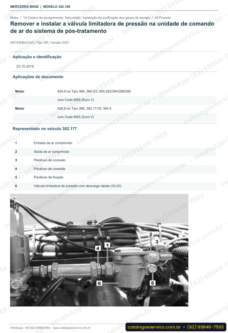 Página de procedimento do manual de oficina Mercedes-Benz O 500 M 1825 ES
