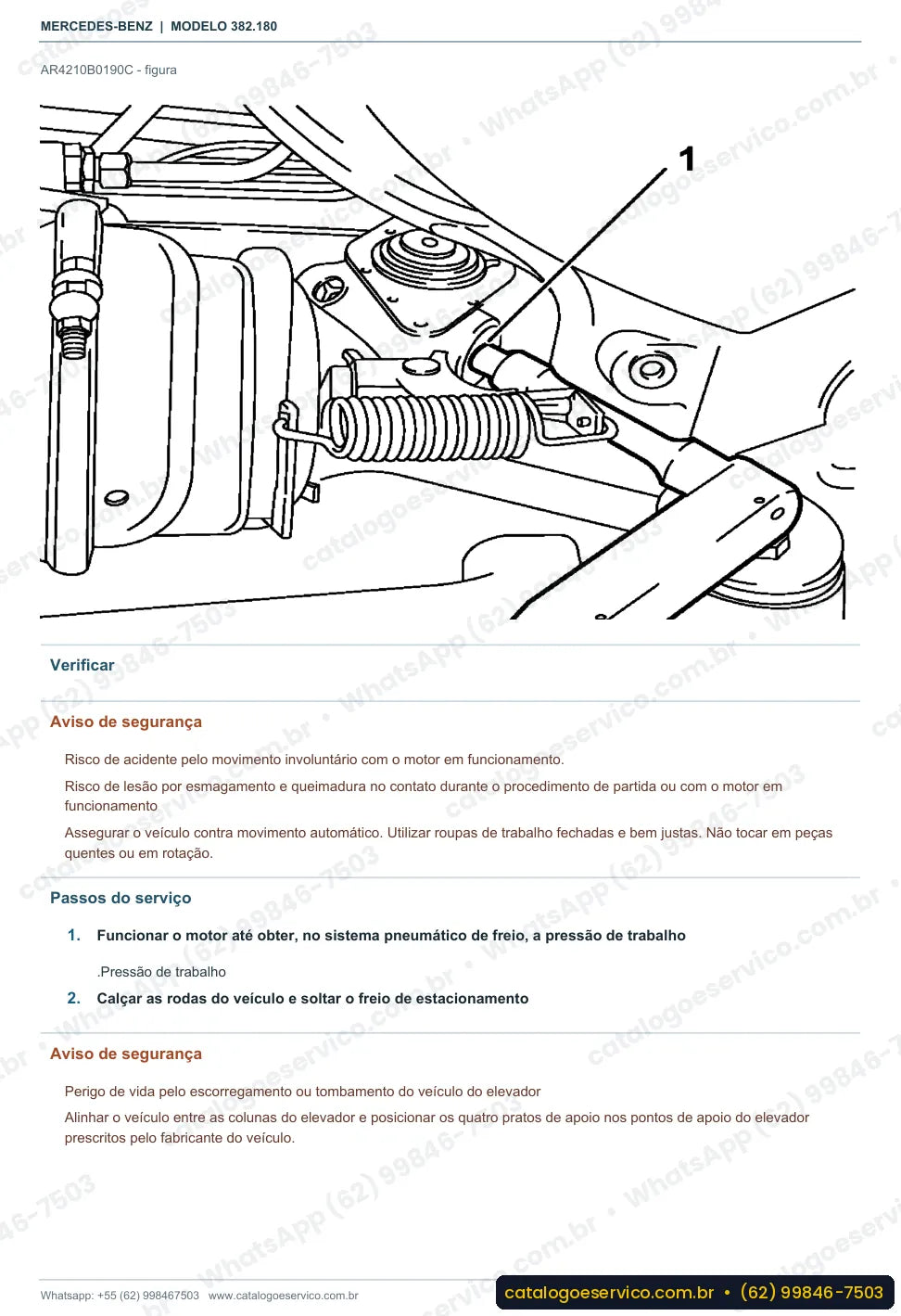 Página de procedimento do manual de oficina Mercedes-Benz O 500 M 1825 ES
