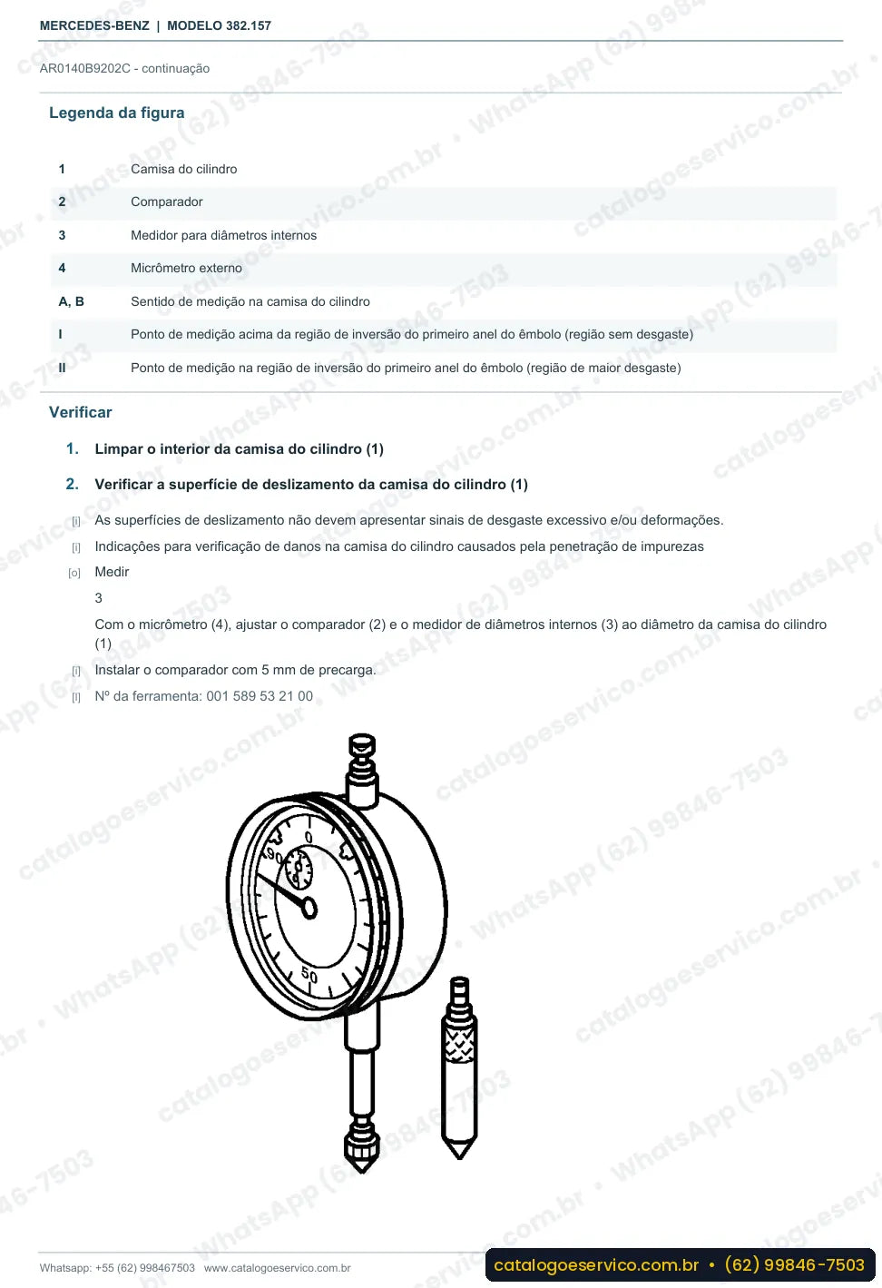 Página de procedimento do manual de oficina Mercedes-Benz O 500 MDA 3736