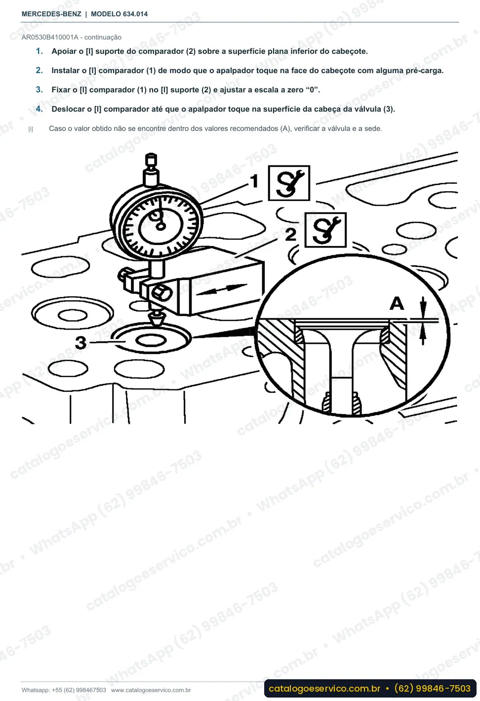 Página de procedimento do manual de oficina Mercedes-Benz O 500 RS 1636 (634.014)