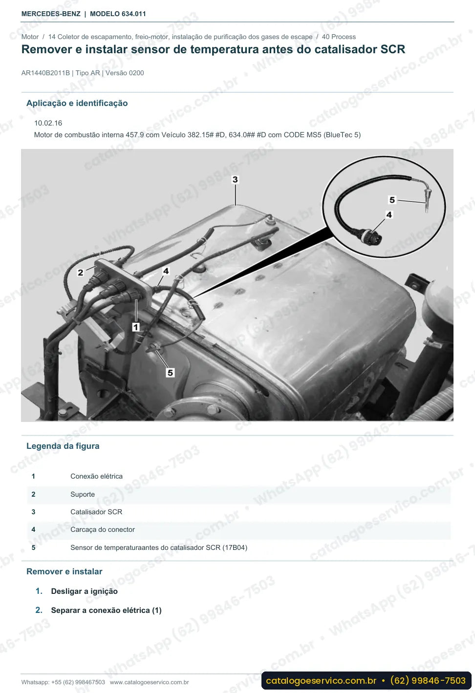 Página de procedimento do manual de oficina Mercedes-Benz O 500 RS 1836