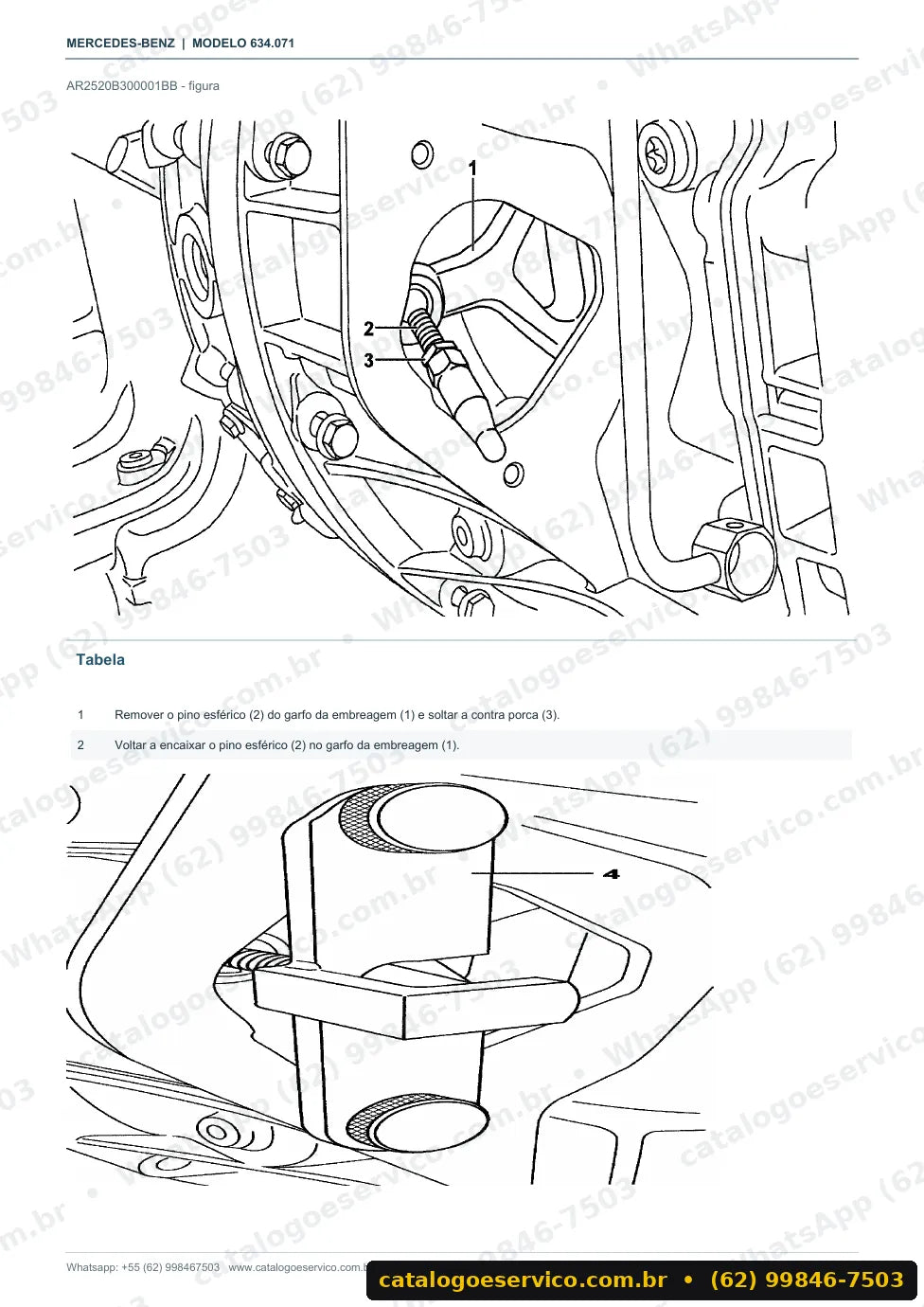 Página de procedimento do manual de oficina Mercedes-Benz O 500 RSD 2042 / 2442