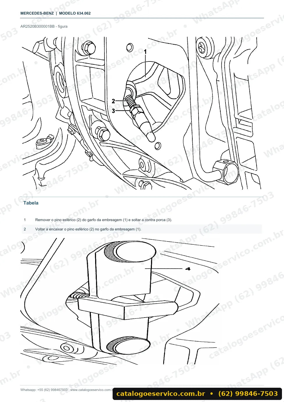 Página de procedimento do manual de oficina Mercedes-Benz O 500 RSD 2423