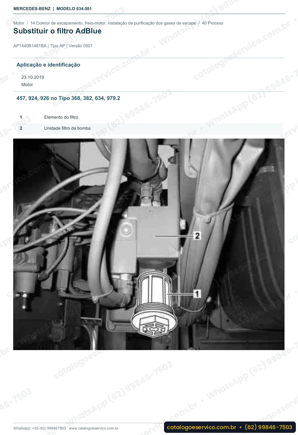 Página de procedimento do manual de oficina Mercedes-Benz O 500 RSDD 2742