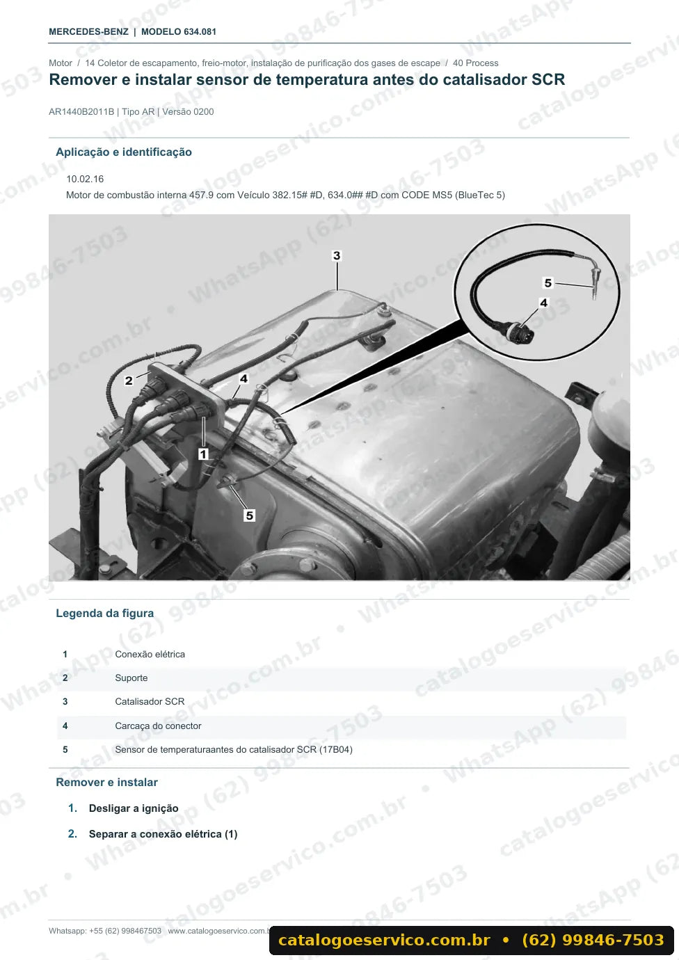Página de procedimento do manual de oficina Mercedes-Benz O 500 RSDD