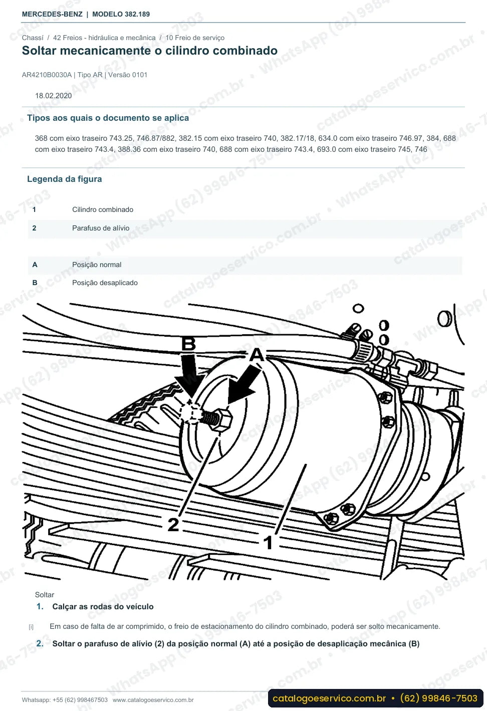 Página de procedimento do manual de oficina Mercedes-Benz O 500 U 1725
