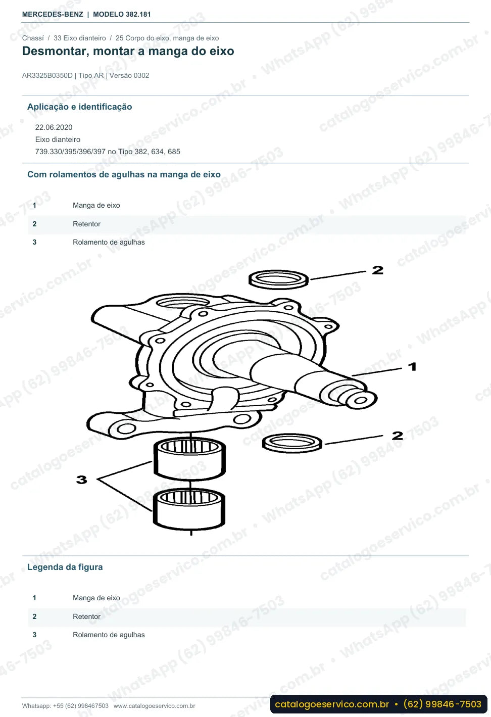 Página de procedimento do manual de oficina Mercedes-Benz O 500 U 1825 ES