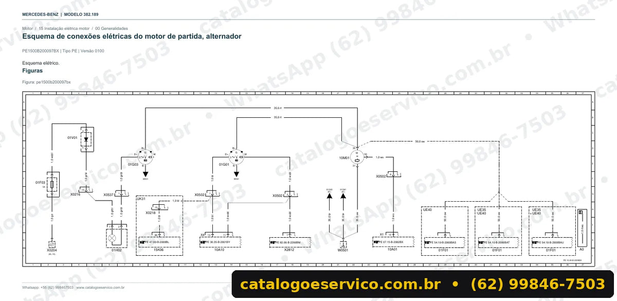 Página de esquema elétrico do manual Mercedes-Benz O 500 U (382.189, motor OM 926 LA)