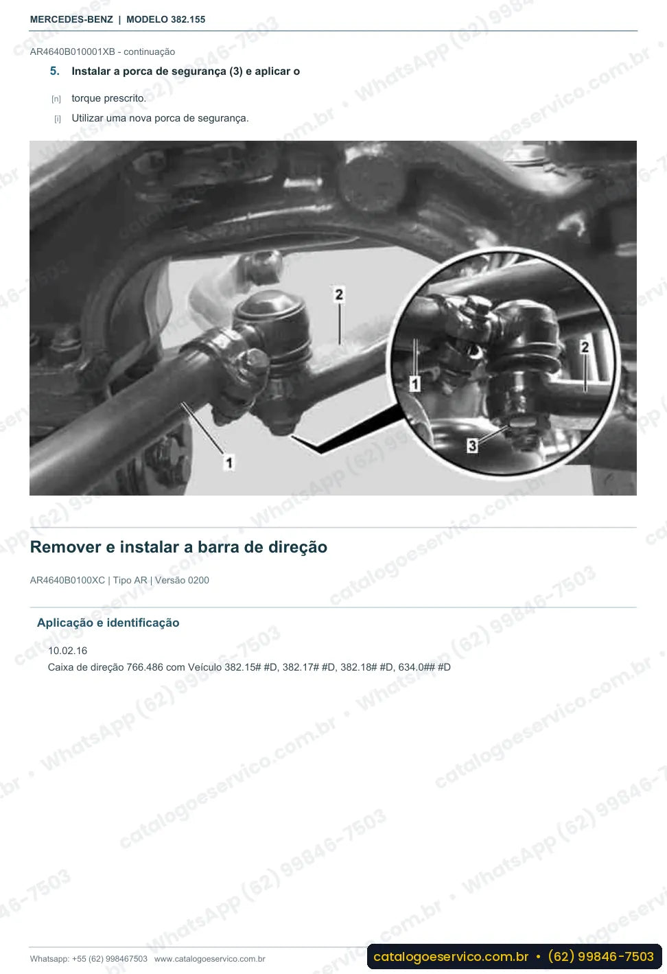 Página de procedimento do manual de oficina Mercedes-Benz O 500 UA 2836