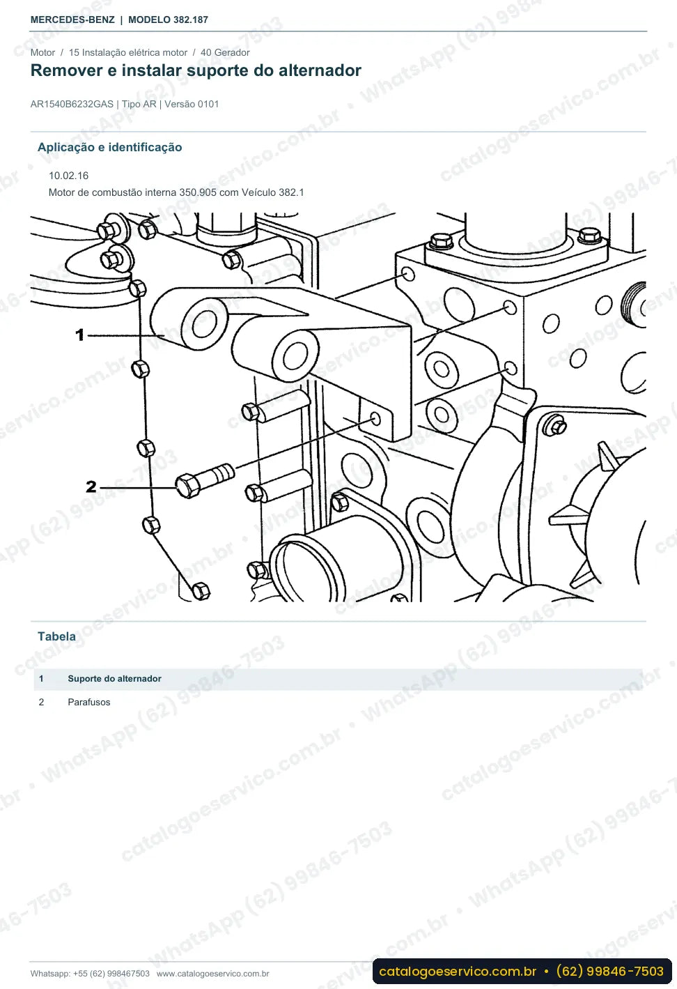 Página de procedimento do manual de oficina Mercedes-Benz O 500 UG 1825