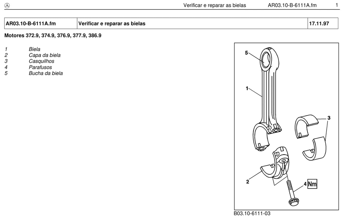 Página do manual de oficina Mercedes-Benz OF 1318