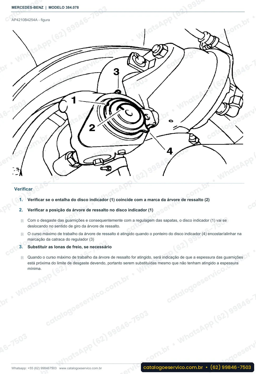 Página de procedimento do manual de oficina Mercedes-Benz OF 1722 M