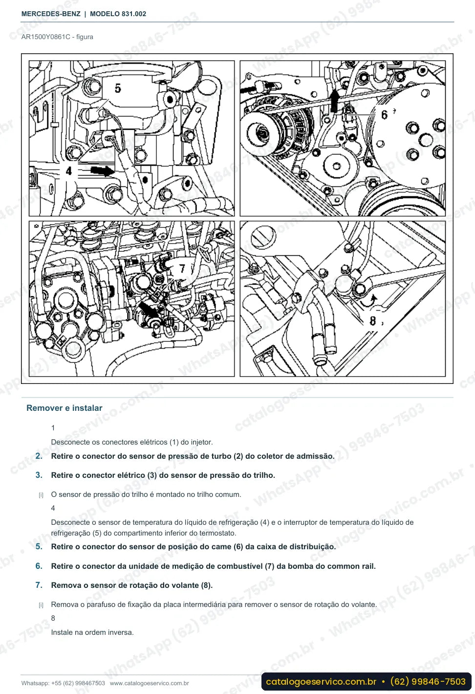 Página de procedimento do manual de oficina Mercedes-Benz OF 917 RF