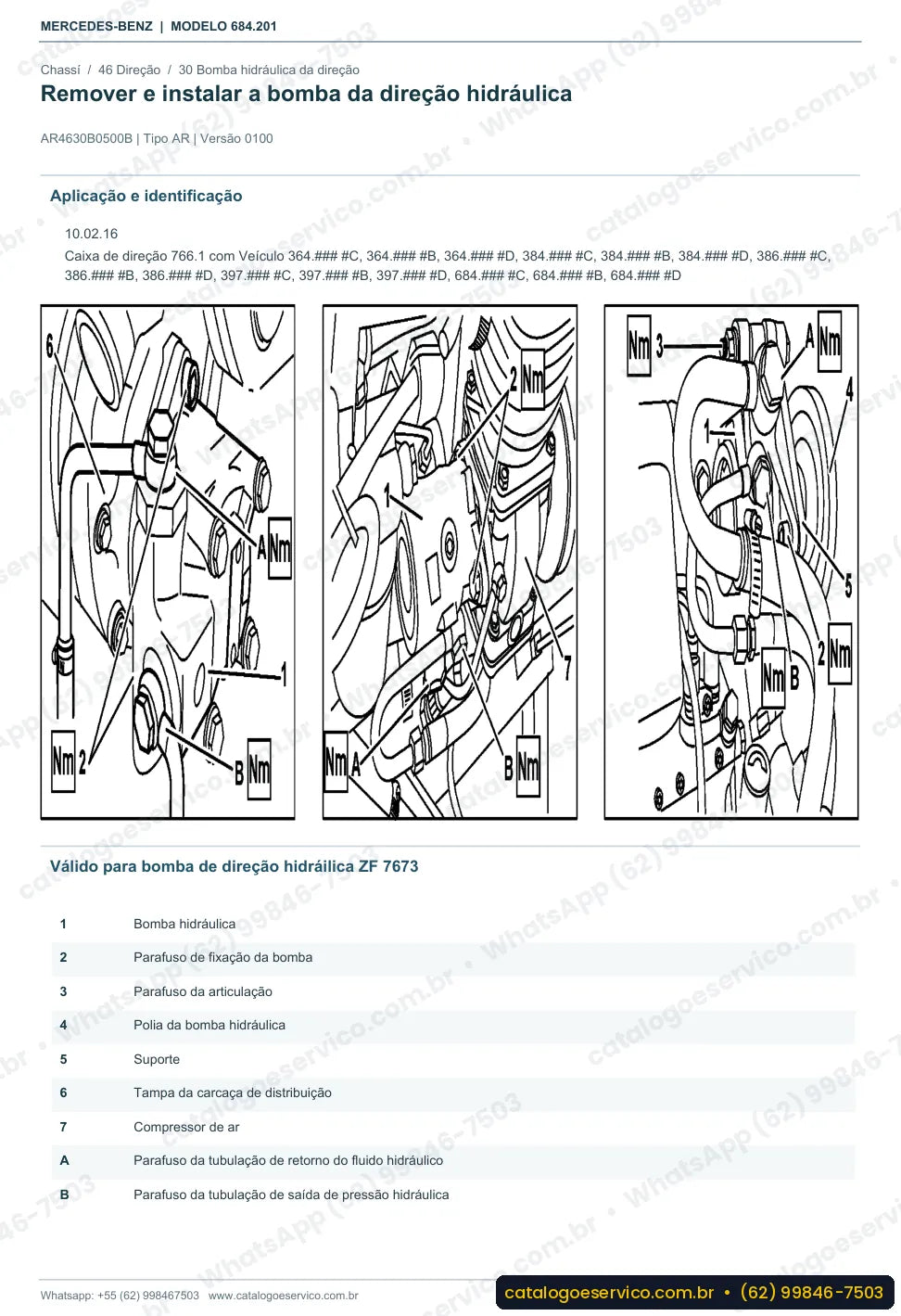 Página de procedimento do manual de oficina Mercedes-Benz OH 1113