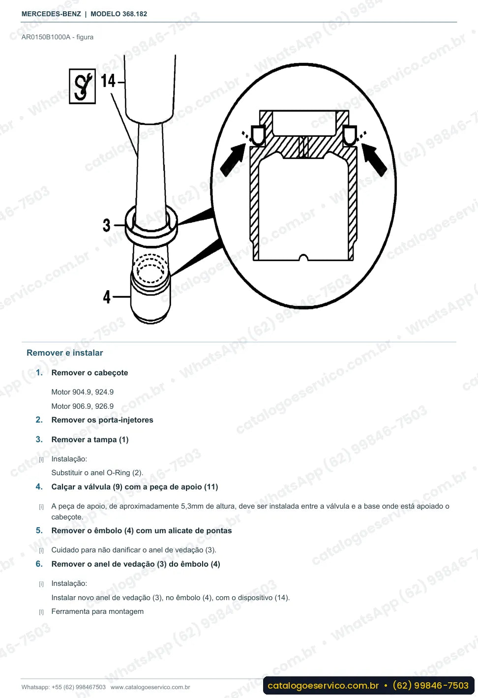 Página de procedimento do manual de oficina Mercedes-Benz OH 1215 L