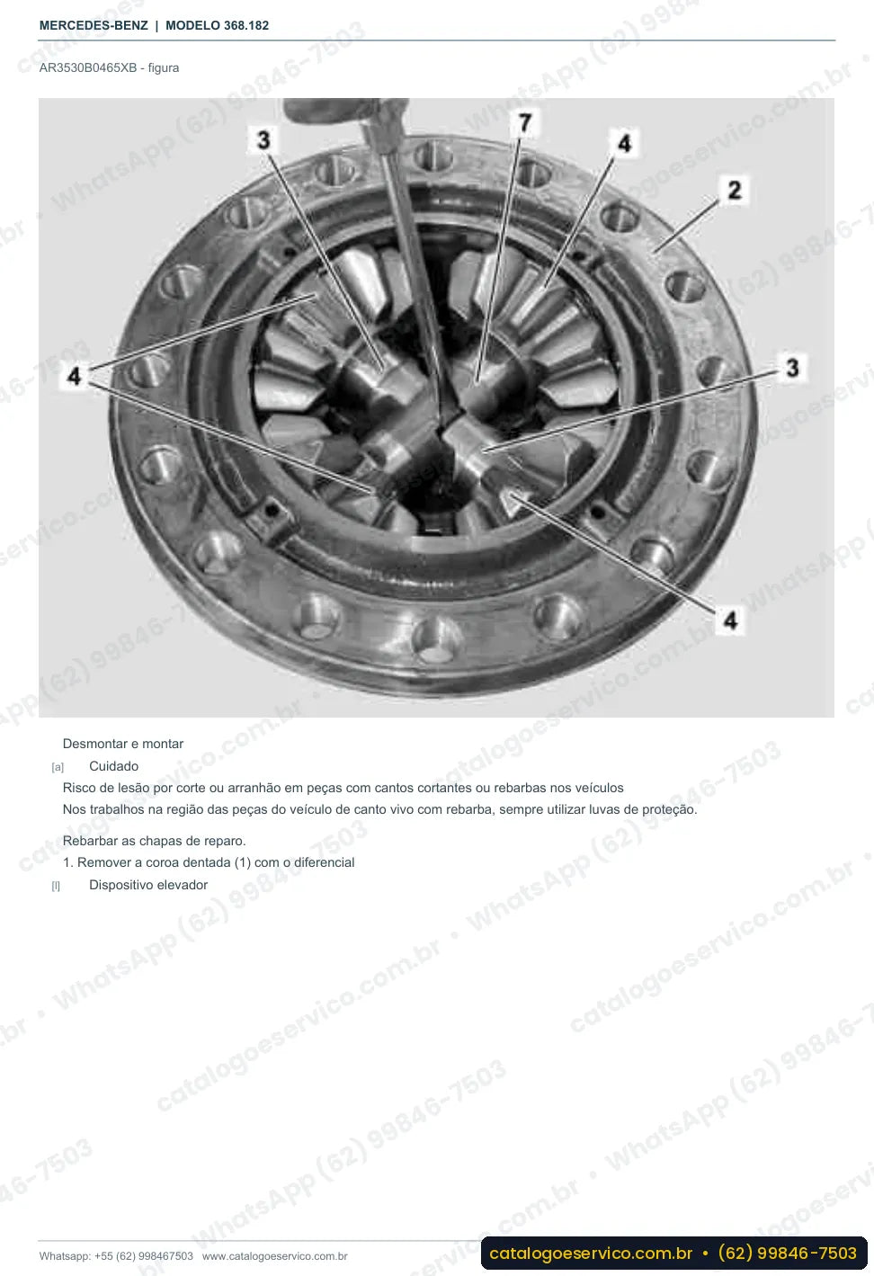 Página de procedimento do manual de oficina Mercedes-Benz OH 1215 L